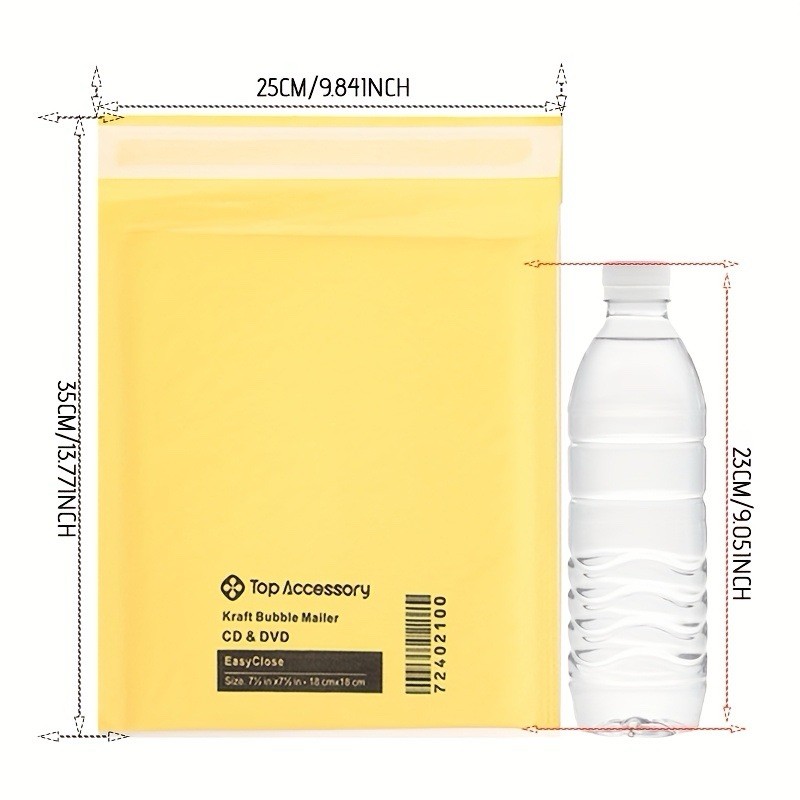 Top Accessory Kraft Bubble Mailer CD & DVD EasyClose Waterproof Tamper 12pcs