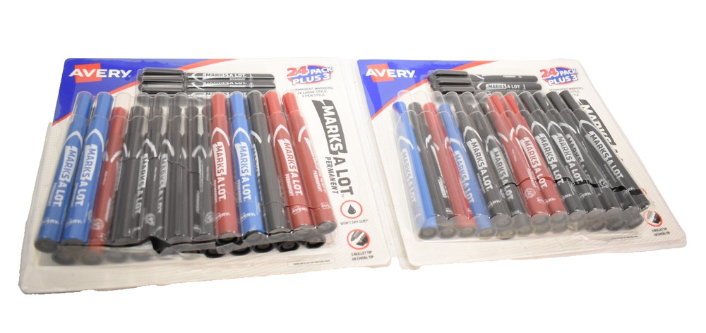Avery Marks-A-Lot Permanent Marker, Chisel/Bullet Tip Assorted Colors 43 Pieces