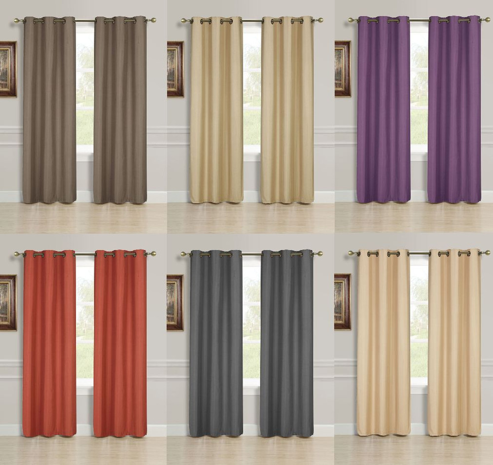 2 PANEL SOLID LINED THERMAL BLACKOUT GROMMET WINDOW CURTAIN DRAPE 2 SIZES K32