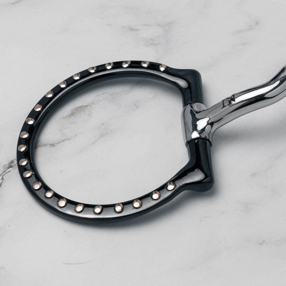 NY Tack 5" Western Silver Dotted D Ring Low Port Copper Rollers Snaffle Bit