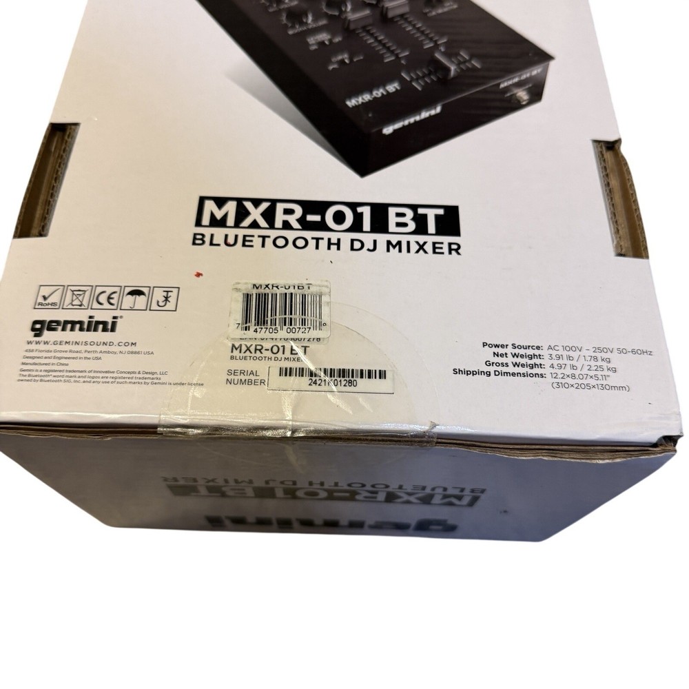 Gemini Compact 2 Channel Bluetooth DJ Mixer Audio Equipment MXR-01 BT