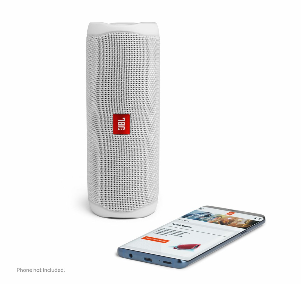 JBL Flip 5 White Portable Bluetooth Speaker Pair Bundle
