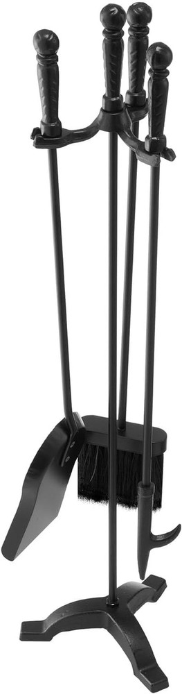 Fireplace Tool Set, 4 PCS Fire Tool Set and Holder with Three-Prong Stand, Ash S