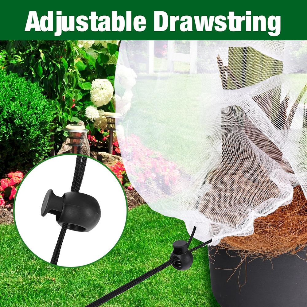 2 Pcs Insect Bird Barrier Netting Mesh with Drawstring- 4.9 X 3.2 Ft Garden Bug