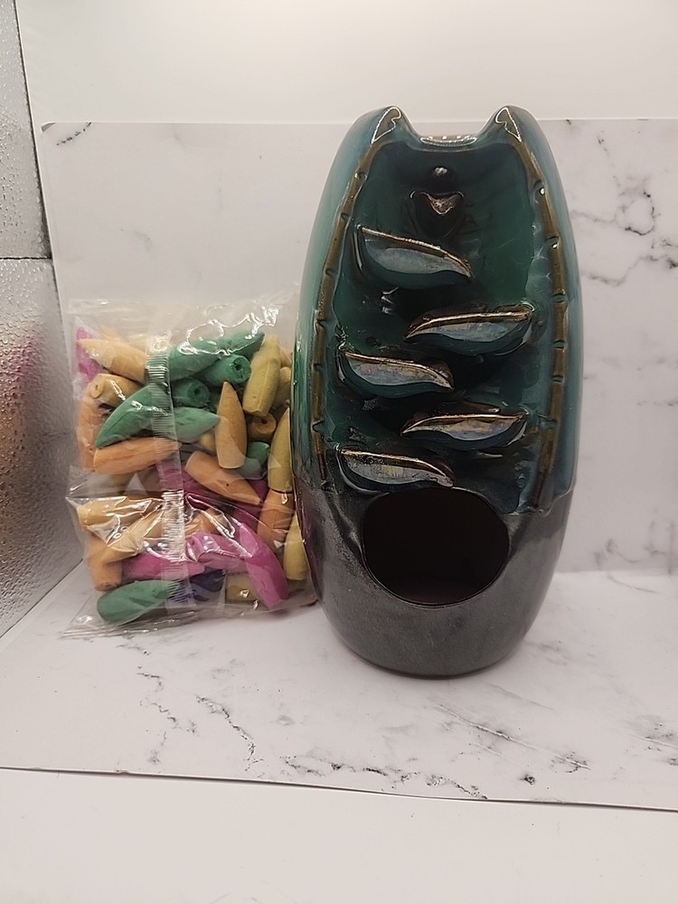 Cascade Incense Burner Waterfall Ceramic Yoga