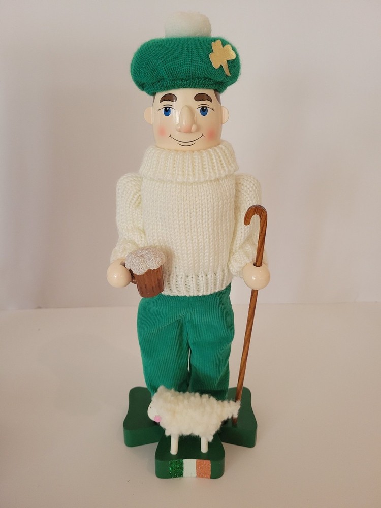 Nutcracker Village Irish Shamrock shepherd w/ Original Box