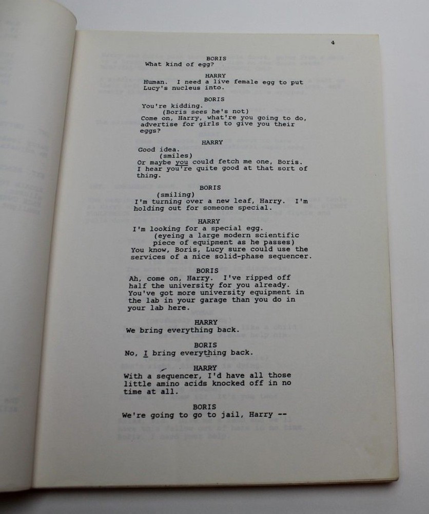 CREATOR / Jeremy Leven, Office Copy Screenplay, eccentric scientist 1980s Sci Fi