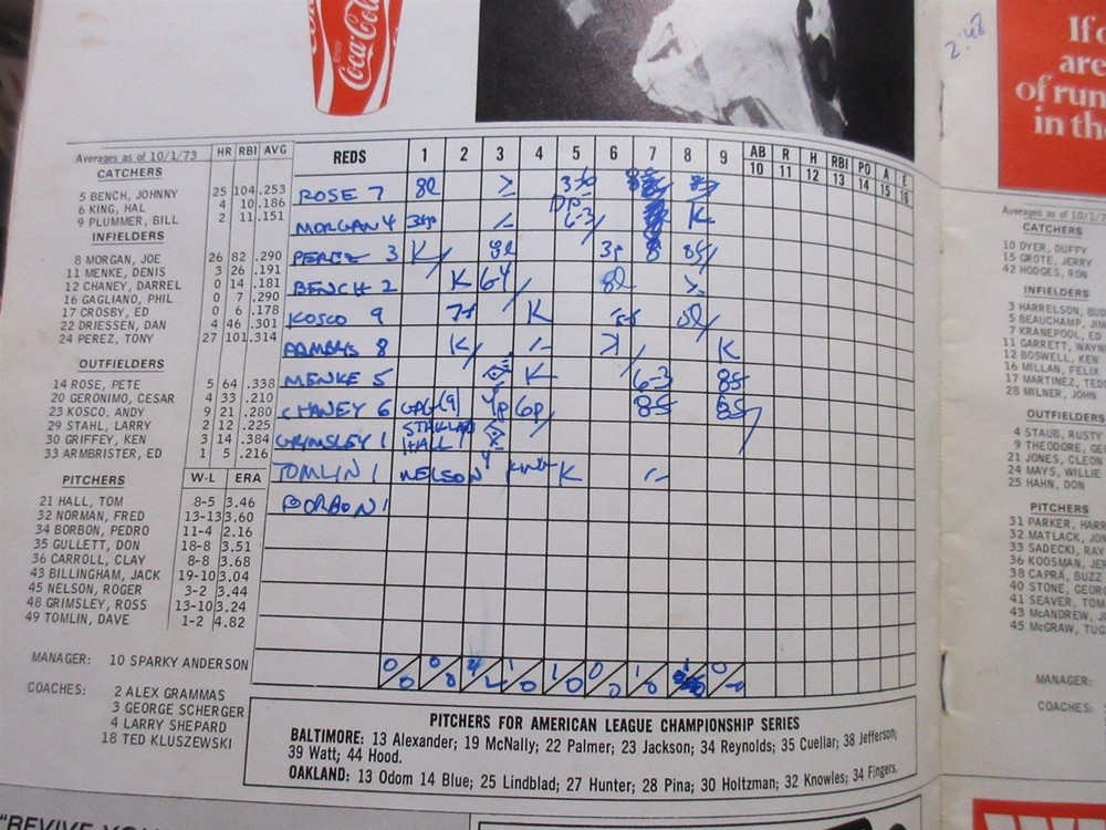 1973 New York Mets NLCS Series vs. Reds - Game 3 Program Scored