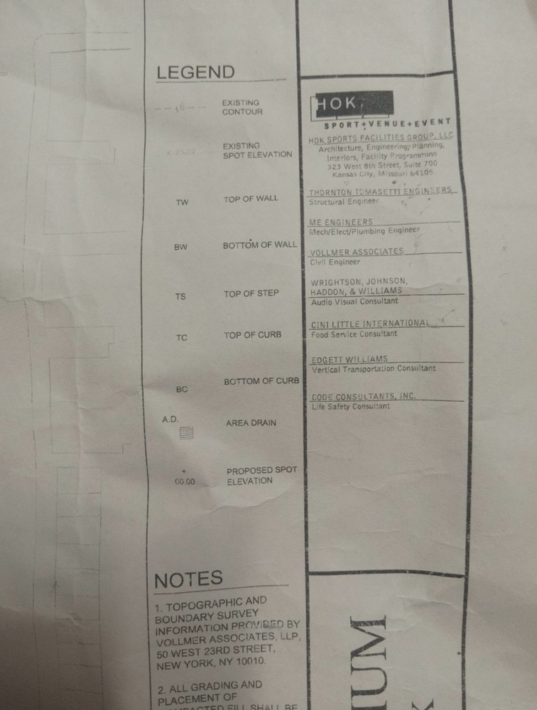 Yankee Stadium 2005 Site Grading Plan ("Blueprint")
