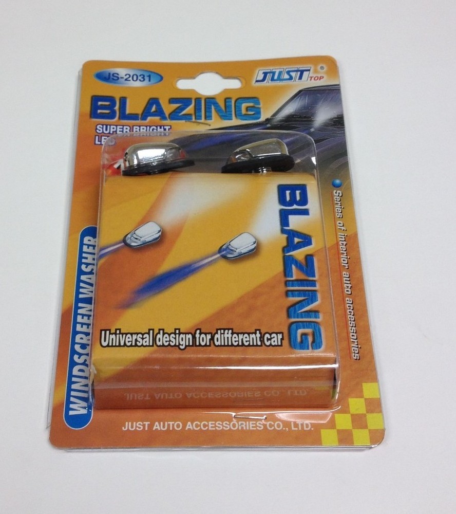 2 UNIVERSAL CHROME LED LIGHTS WINDSHIELD JET SPRAY NOZZLE WIPER WASHER NZ