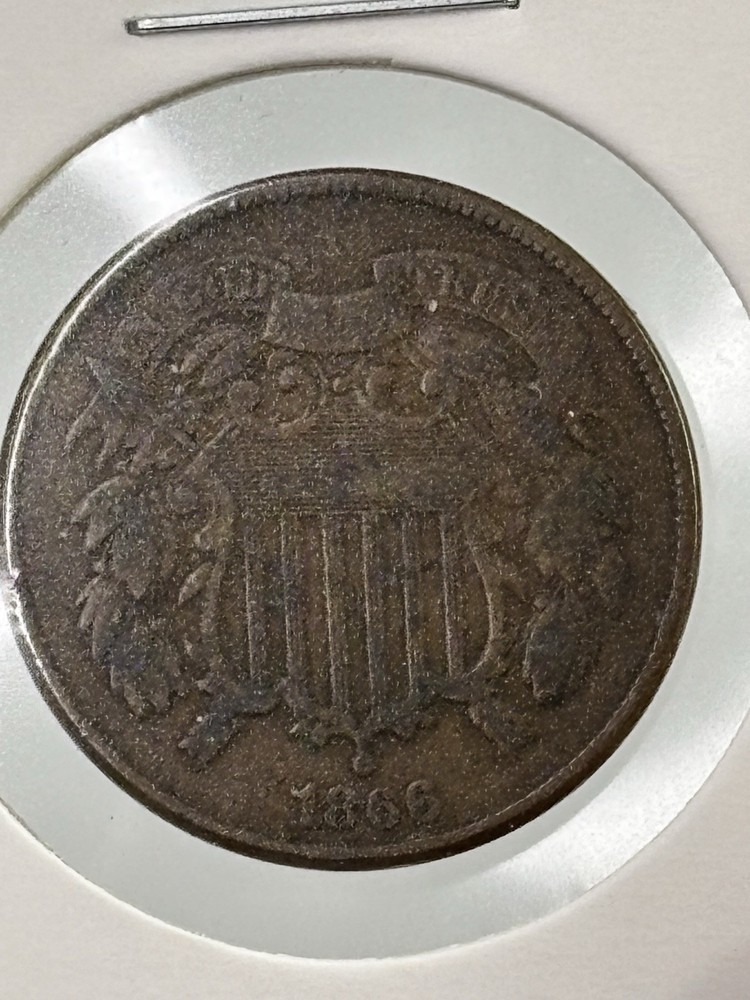 1866 TWO CENT PIECE Copper US Mint Coin 2C