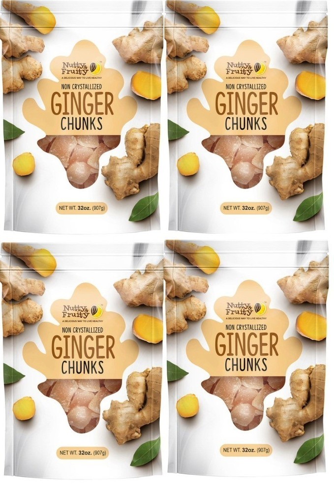 3-Pack Nutty & Fruity Ginger Chunks Dried Non Crystallized Ginger, 32 oz Each