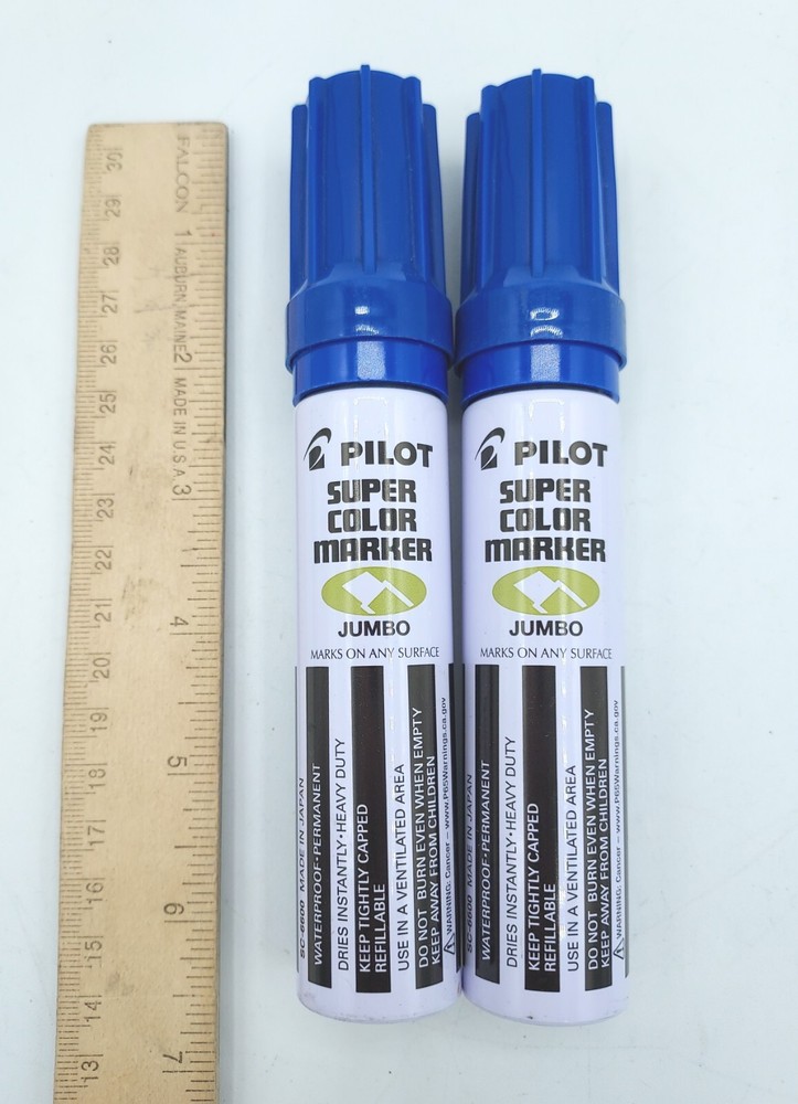 *2-Pack* Pilot 43200 Super Color Blue Permanent Marker, Jumbo Chisel, Refillable