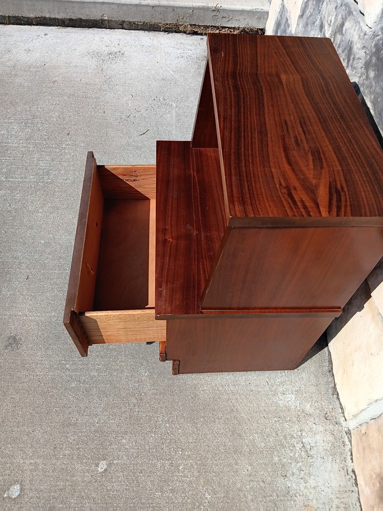 Walnut Veneer Ballman Cummings Step-End Nightstand or End Table