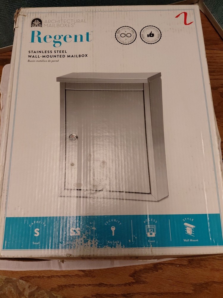 MAILBOX Regent Stainless Steel Locking Wall Mount Mailbox New