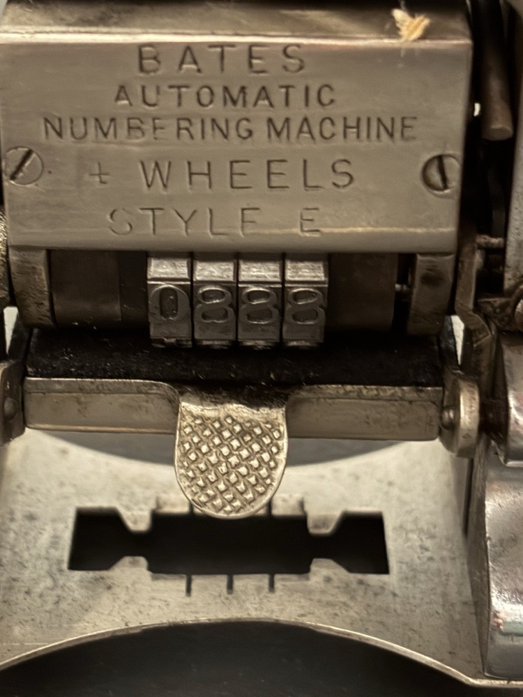Antique Bates Automatic Numbering Machine 4 Wheel Style E Works