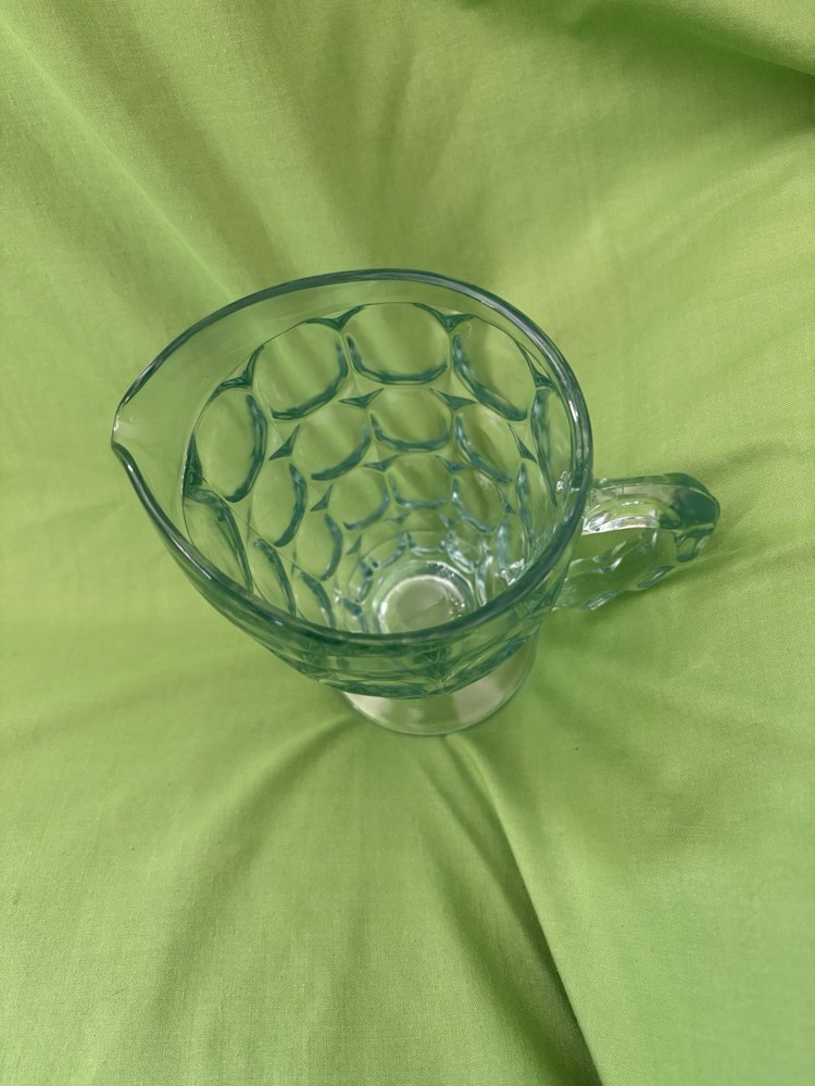 Clear Glass Round Pitcher with Handle, Glossy Finish