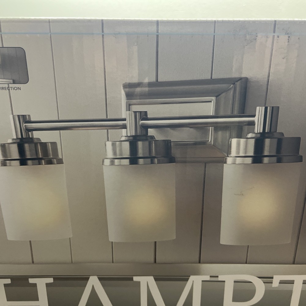 Hampton Bay Cade 3-Light Brushed Nickel Vanity Light New