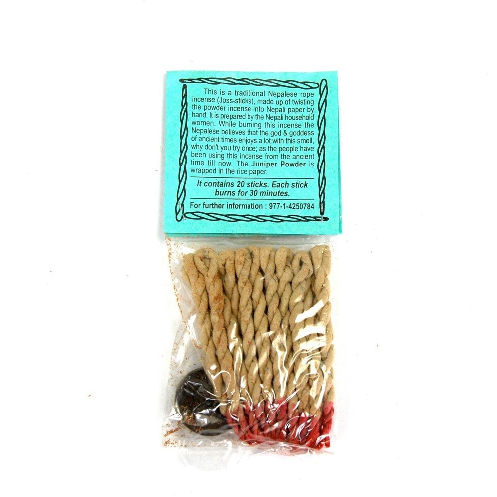 Juniper Himalayan Rope Incense, All Natural 20 Ropes Bundle with Burner
