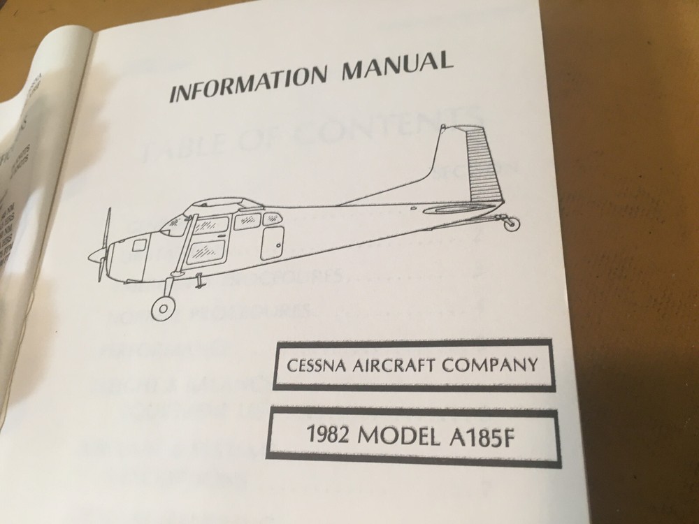 1982 Cessna 185 Skywagon A185F Pilot's Information Manual