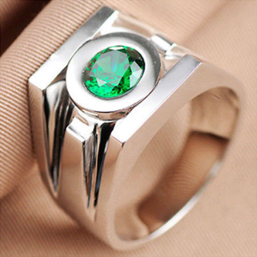Lab Created 3.05Ct Green Lantern Power Inspried Ring Solid 925 Sterling Silver