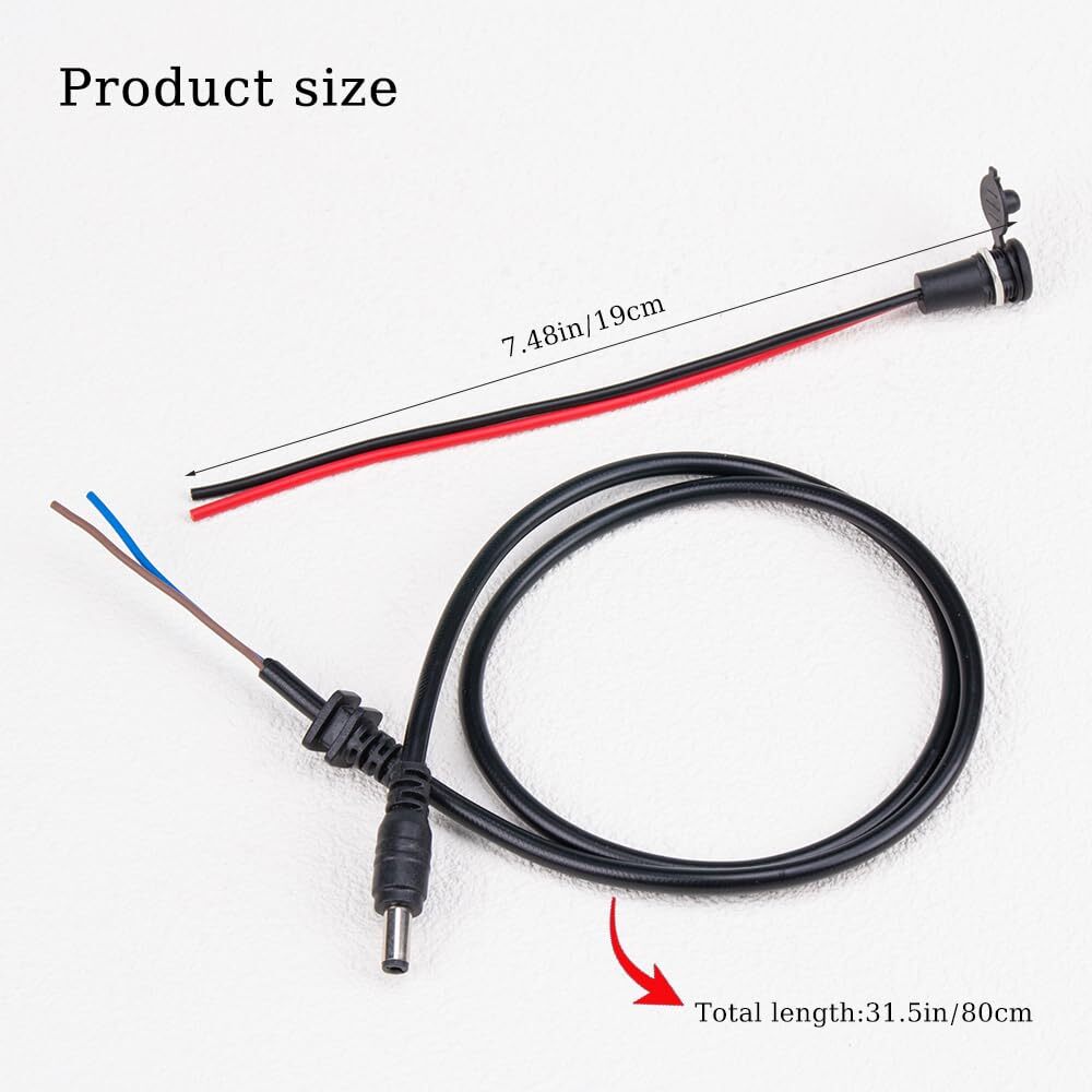 Charging Wire 2.1mm DC Connector 36V 48V 60V Ebike Battery Power Cable Set
