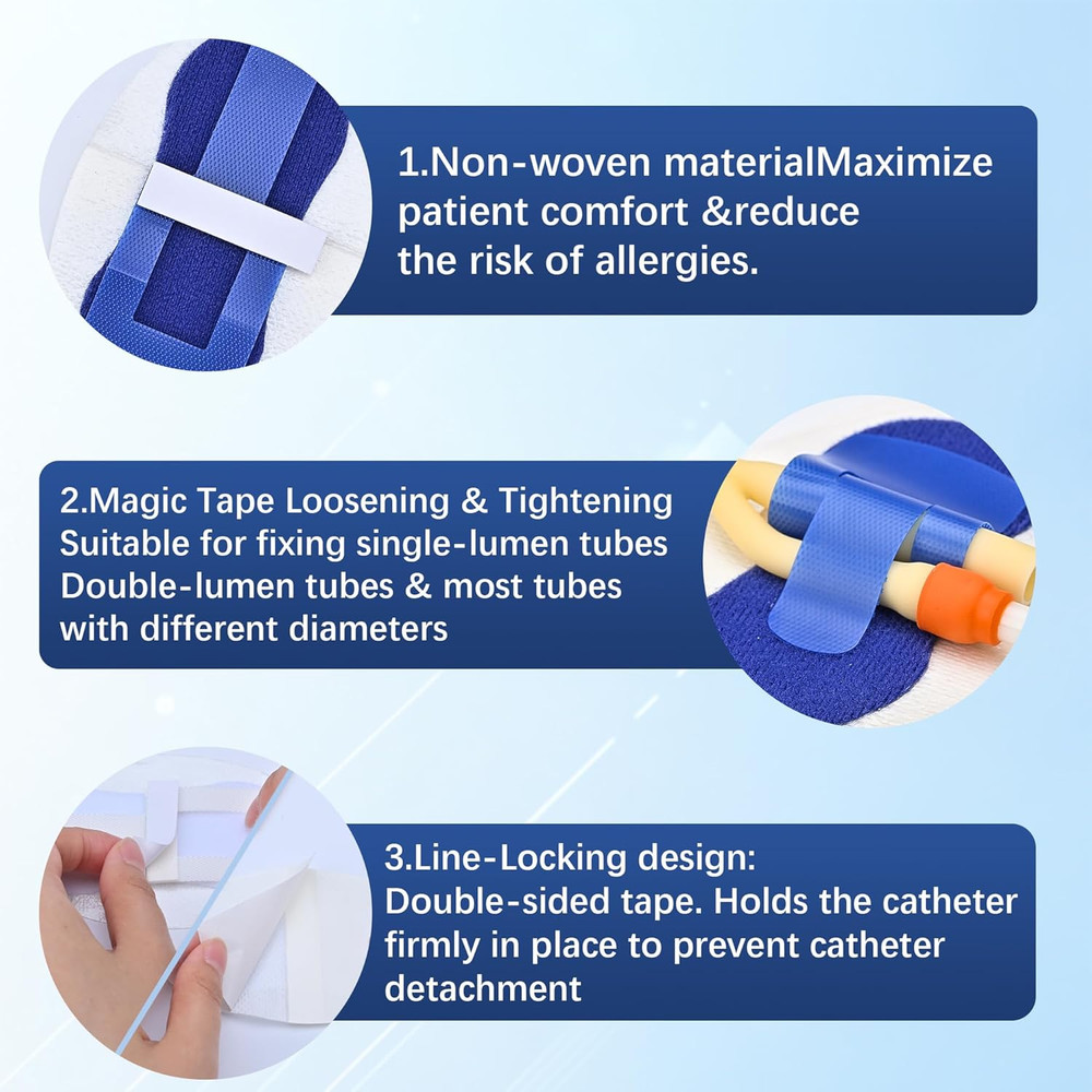 Foley Catheter Stabilization Device, Self Adhesive 10 Pack, Blue