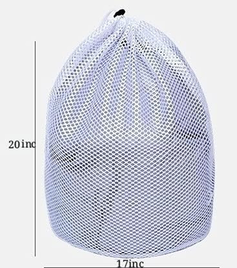 Small Commercial Mesh Laundry Bag with Handle and Drawstring for Dormitory, Trav