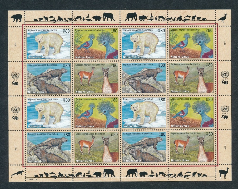 UN - GENEVA "ENDANGERED SPECIES" 7 DIFF MNH SHEETS CV $125+ *GREAT VALUE*