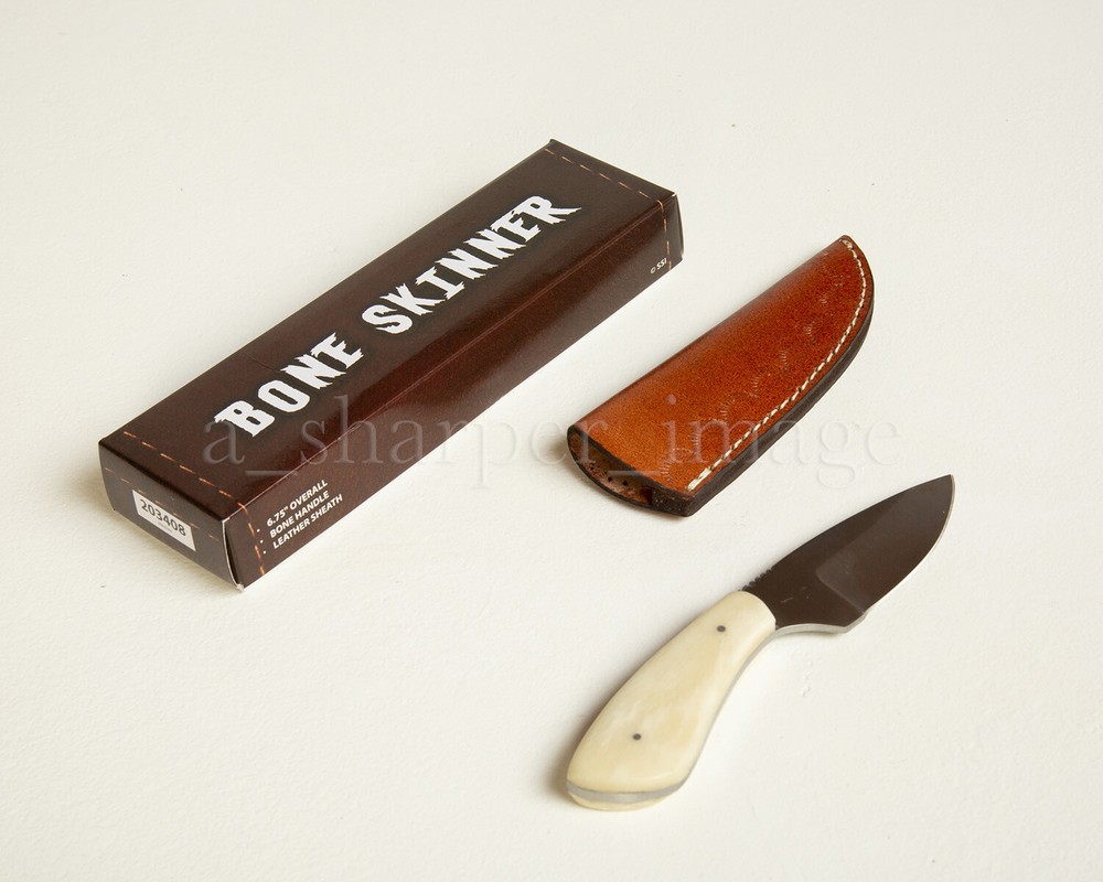 7” Stainless Steel Skinner SHARP Camel Bone Handle + Leather Sheath Rugged