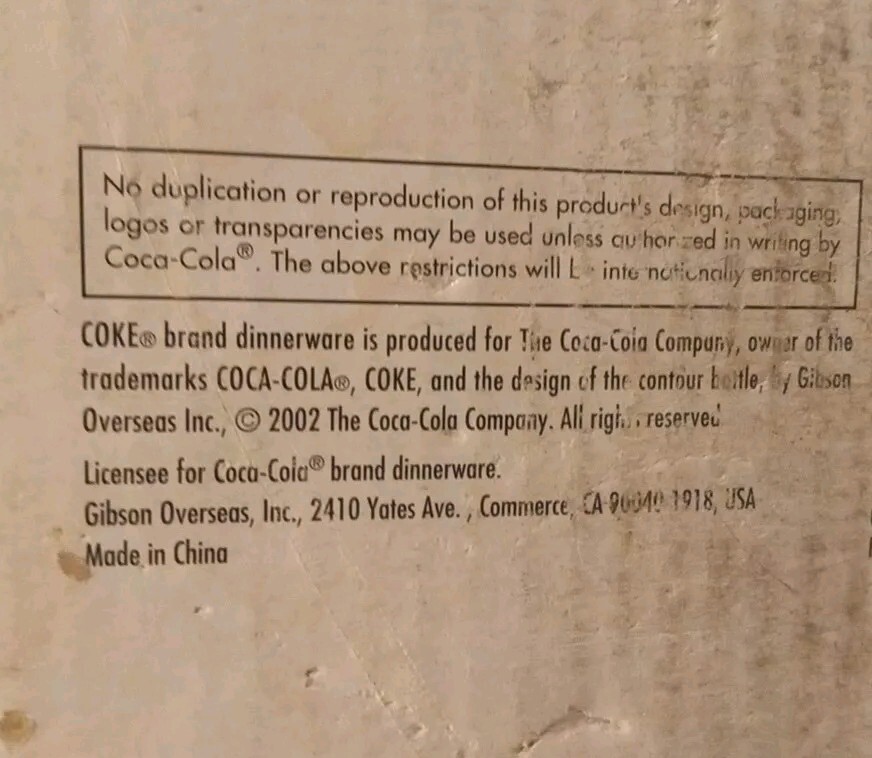 Vintage Coca Cola 2002 "Drive-In" Retired Pattern 16 Pc Dinnerware Set by Gibson