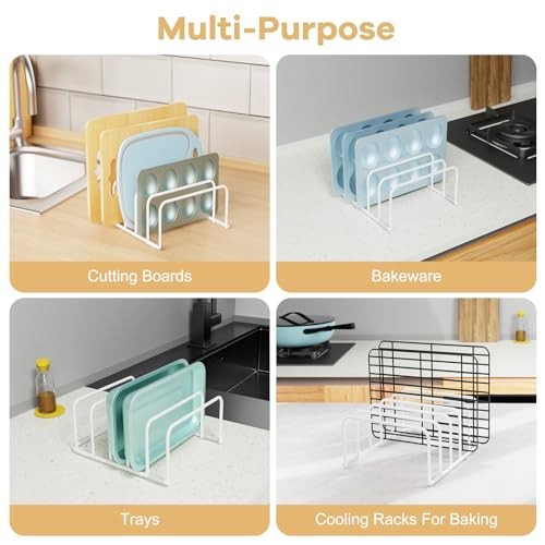 Cutting Board Organizer and Baking Sheet Rack, [2-Pack] White Heavy 2Pcs, White