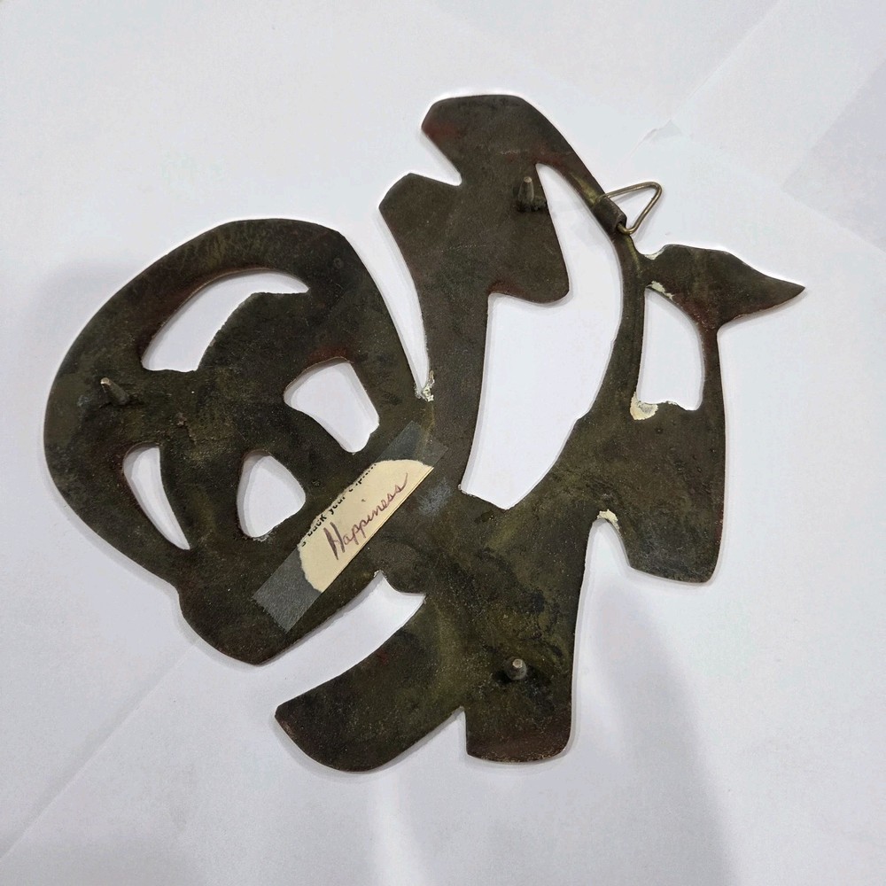 Vintage Solid Brass Chinese Characters Wall Hanging