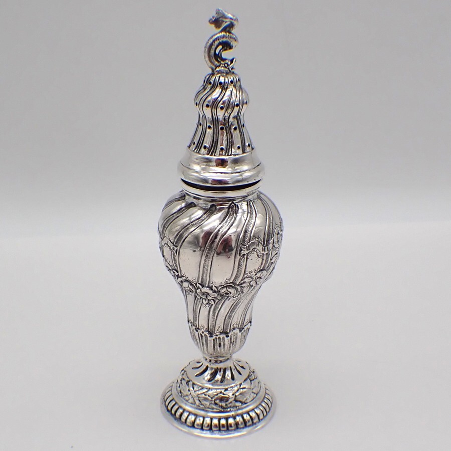 Ornate Shaker Dolphin Finial Sterling Silver