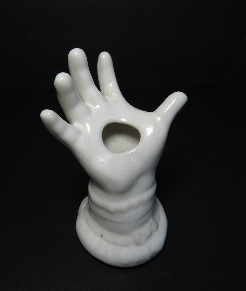 Hat Pin Holder White Porcelain Figural Hand