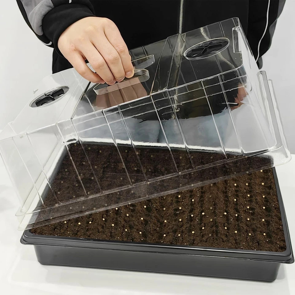 4-Pack Seed Starter Trays with Humidity Domes for Microgreens & Herbs