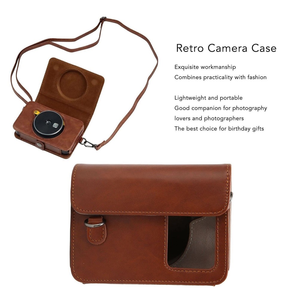 Retro Camera Case PU Leather Camera Case with Adjustable Shoulder Strap