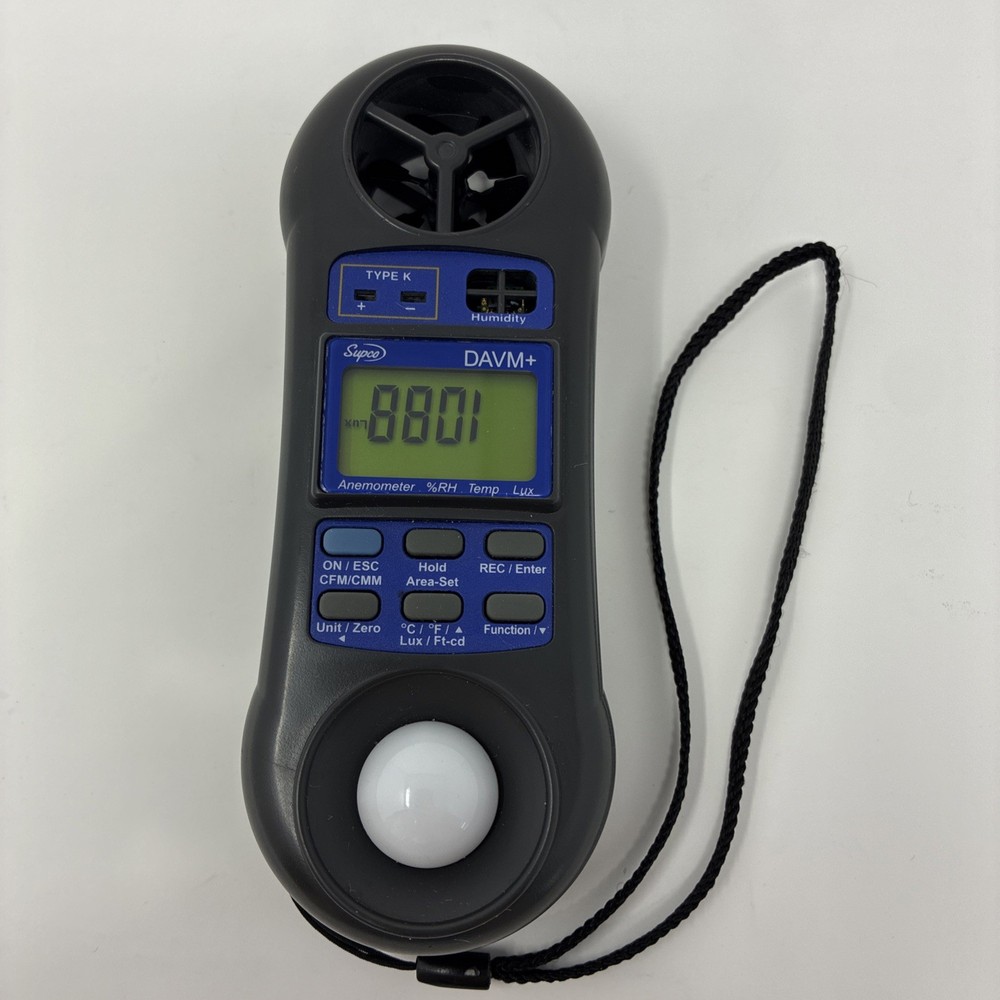 Supco DAVM+ Digital Air Flow Meter Vane Anemometer Thermometer