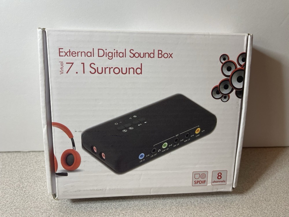 USB 7.1 Channel Virtual Surround Sound Box With Mic Inputs And SPDIF Input Out