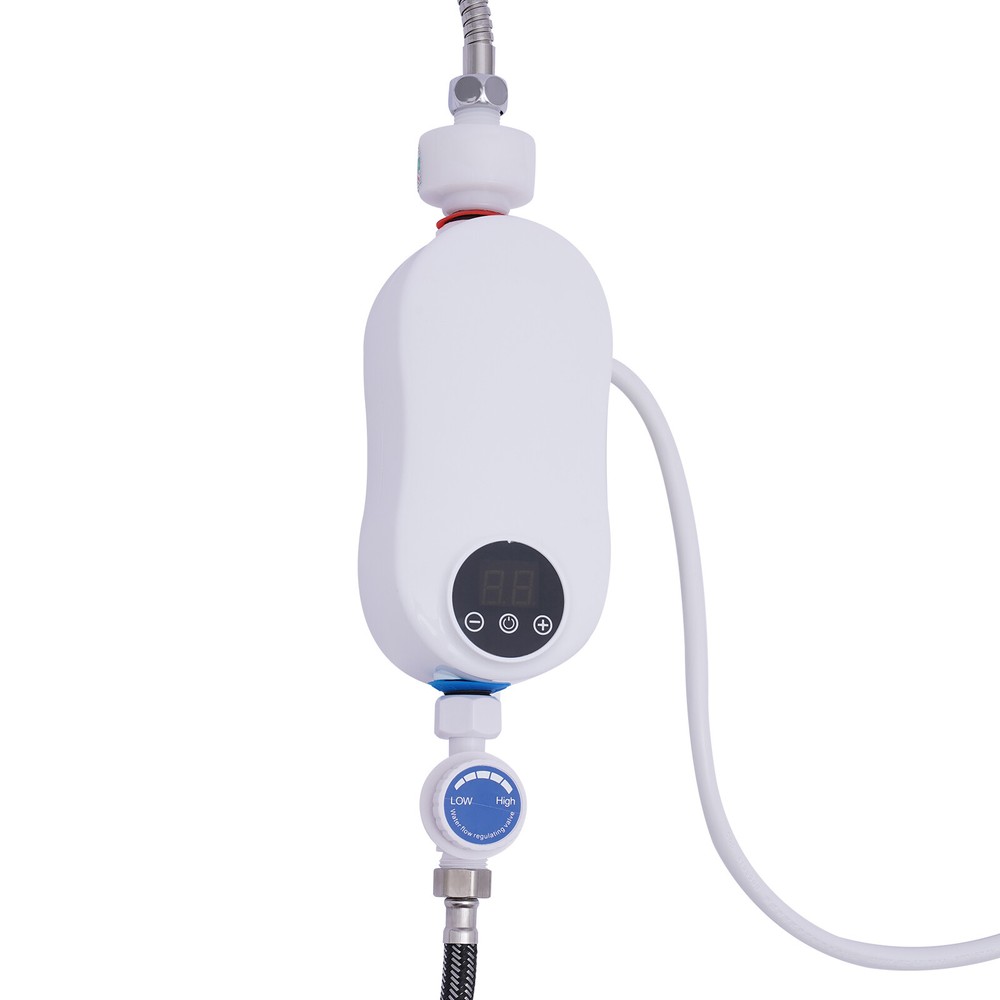 Instant Electric Bathroom Hot Water Heater With Shower Head White 110V 3500W