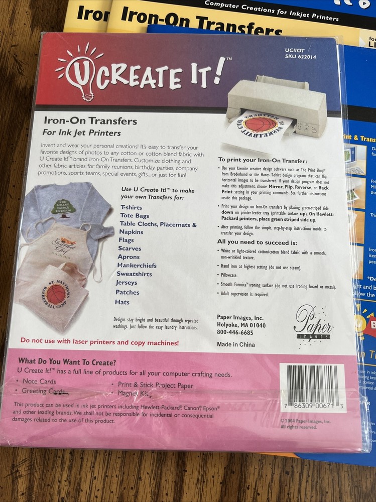 Invent It & U Create It Iron-On Transfers for Light Fabrics 40 Sheets Unused