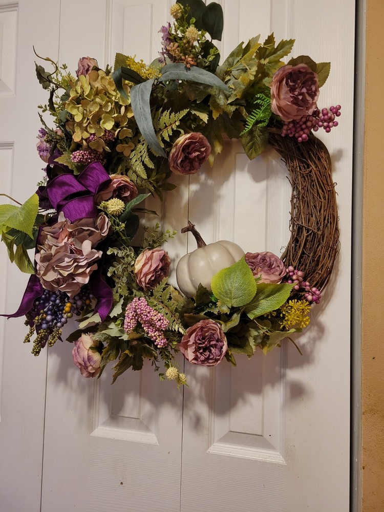 Fall Plum and Green Grapevine Wreath