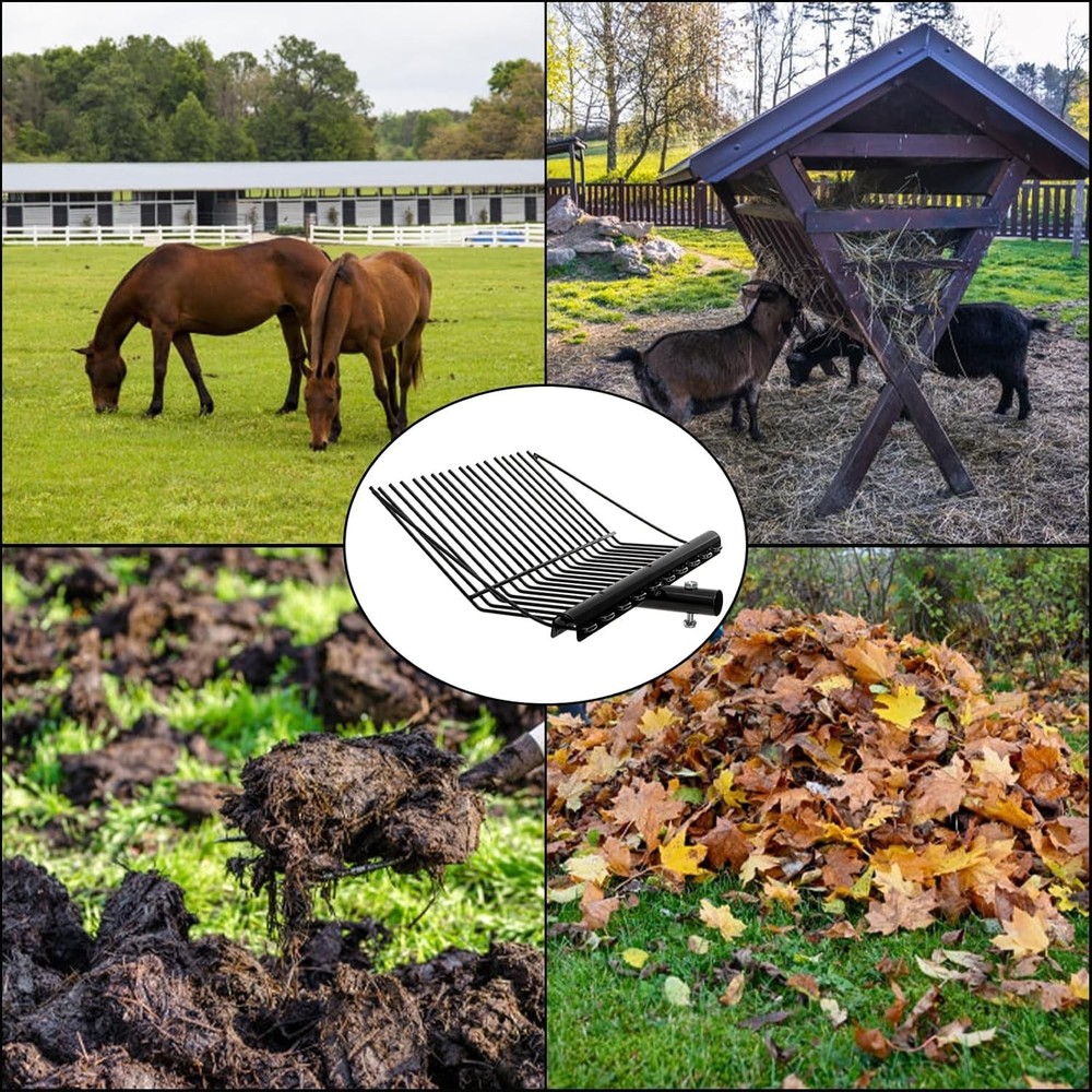 18 Tine Pitch Fork Head Metal Manure Rake Replacement 1 Inch Handle Socket