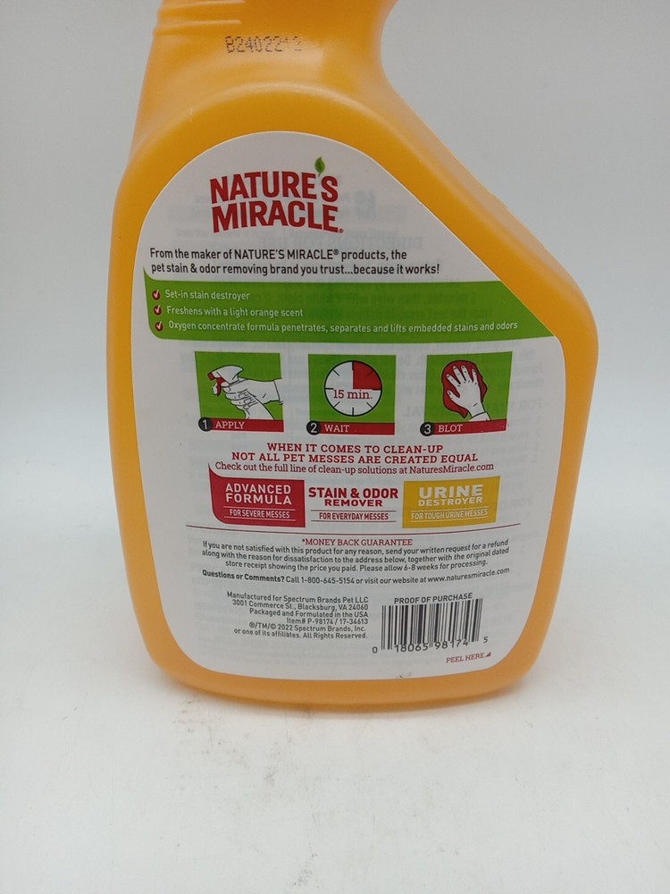 NATURE'S MIRACLE 32oz OXY SET IN STAIN REMOVER. 131