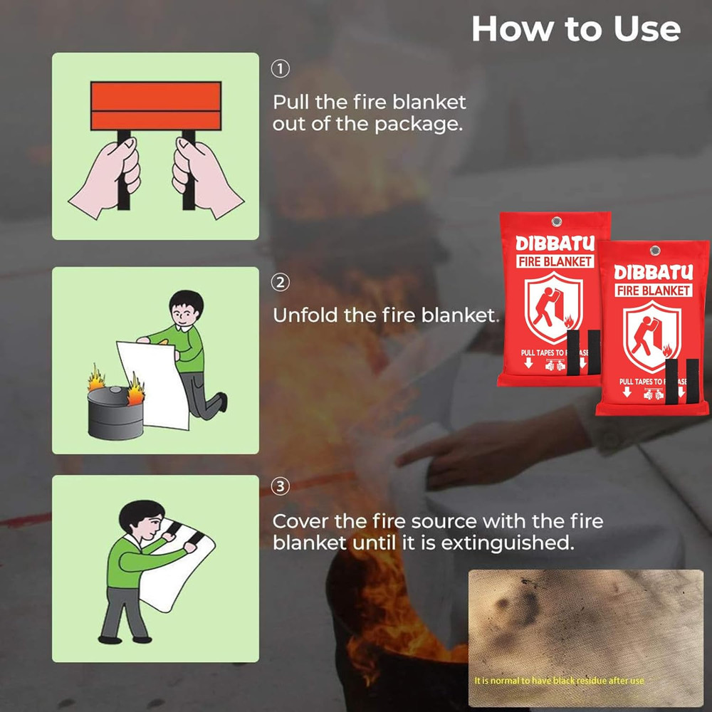 Fire Blanket for Home and Kitchen, Fire Blankets Emergency for Home, Emergenc...