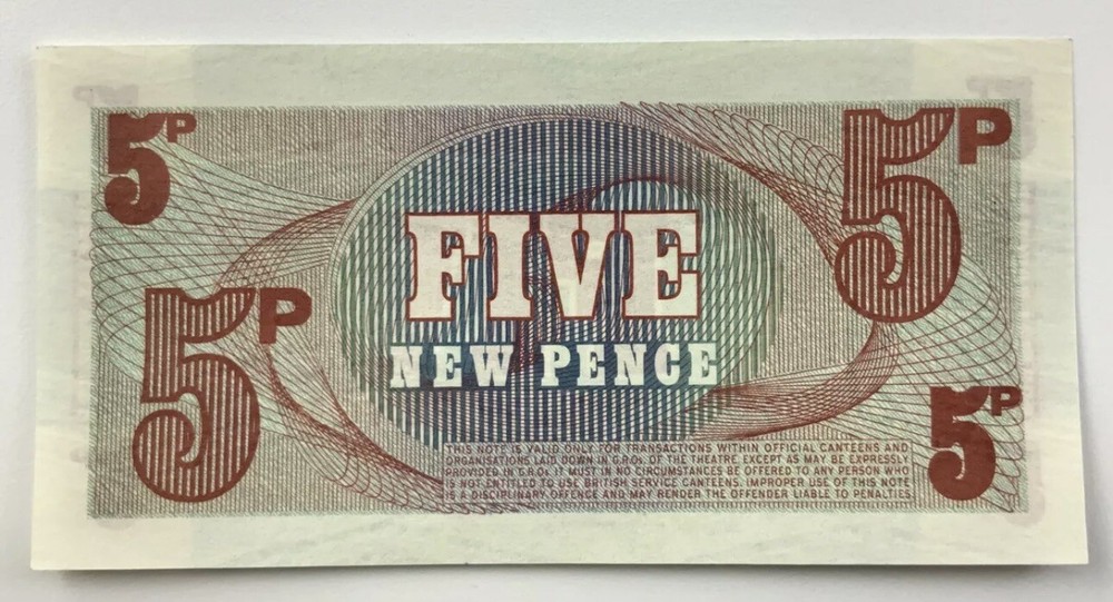 1972 British Armed Forces 5 New Pence 6th Series Uncirculated. Original