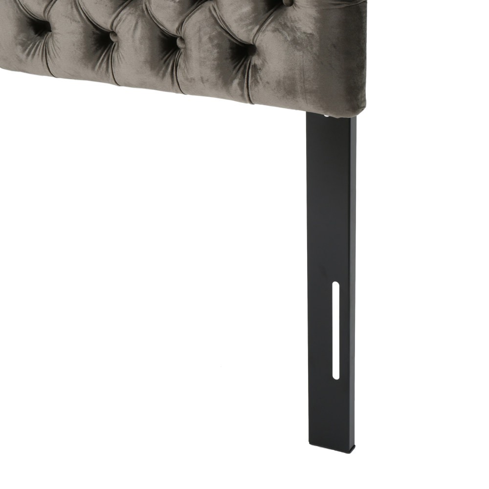 Tufted Upholstered Bed Headboard in Adjustable Solid Wood Head Board