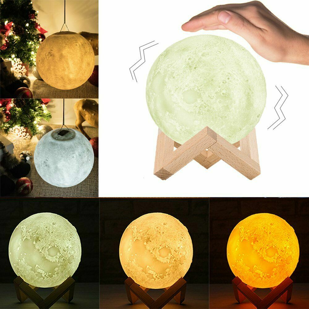 3D Moon Night Light Table Lamp USB Charging Touch Control Home Decor Gift 15cm