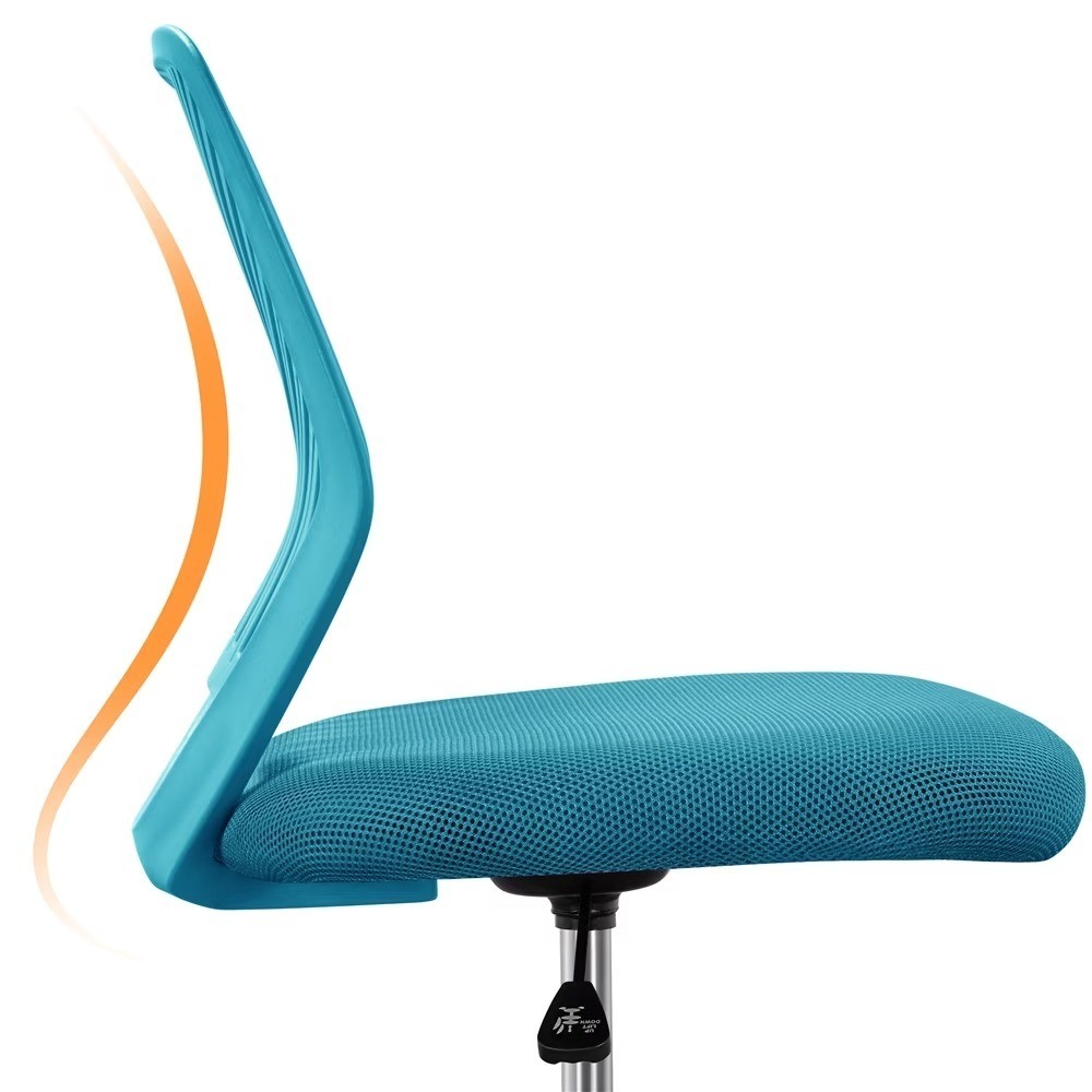 Adjustable Turquoise Mid Back Office Chair Without Arms
