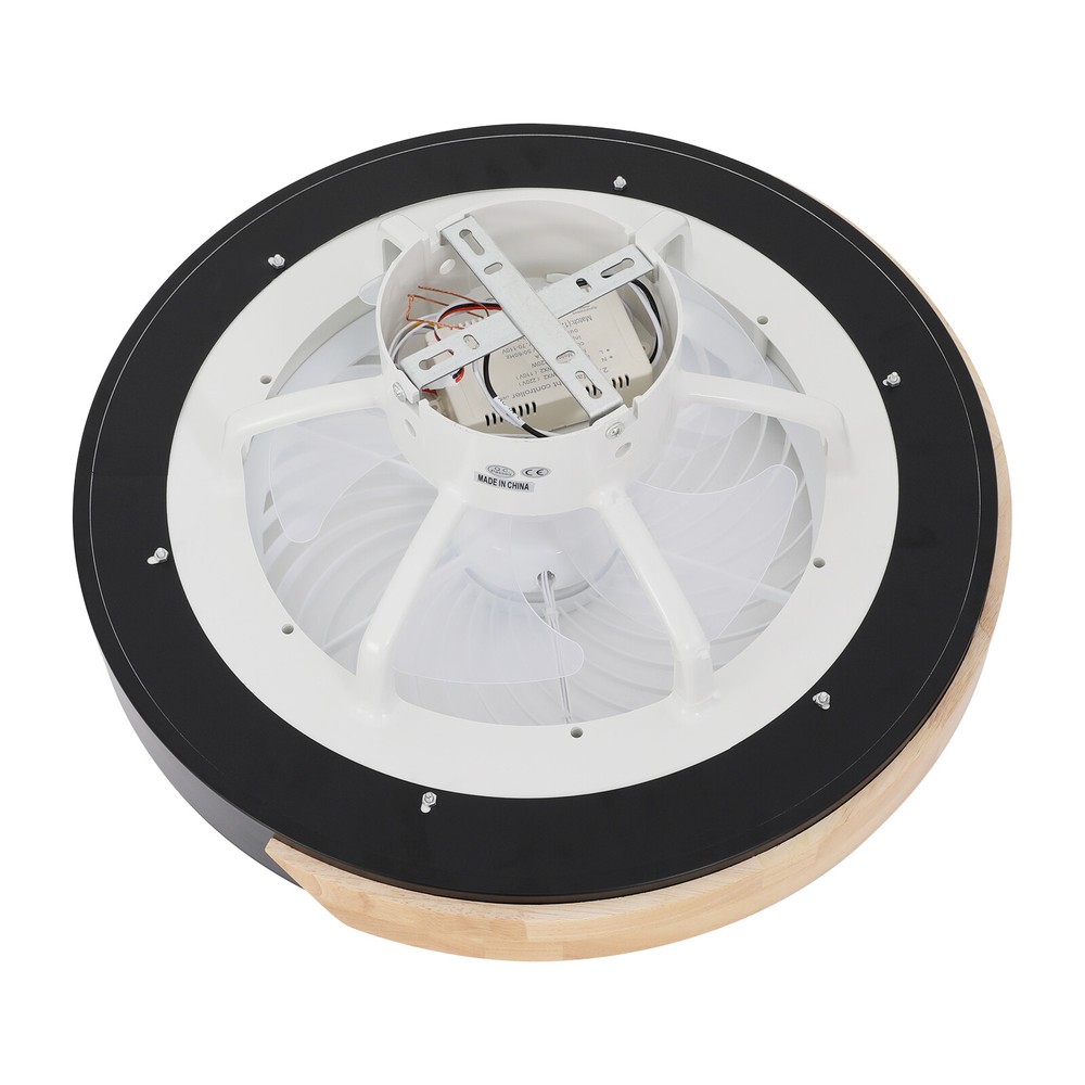 21.6" Flush Mount Ceiling Fan Light with Remote Control, 6 Speeds, Cage Design